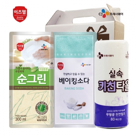 CJ이츠웰 순그린300ml리필,베이킹소다300g리필,키친타올3종세트 #2