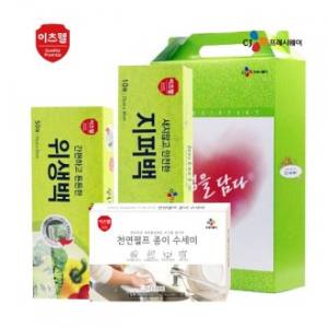 CJ 이츠웰 위생백 (대) , 지퍼백 (대) , 종이수세미 5매 3종세트