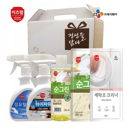 CJ다목적,섬유탈취제,순그린320(용기),순그린(리필),세탁조 5종세트 #2