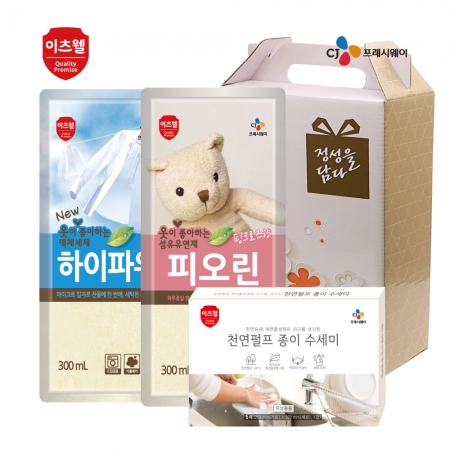 CJ이츠웰 하이파워,피오린,종이수세미5매 3종세트 #2