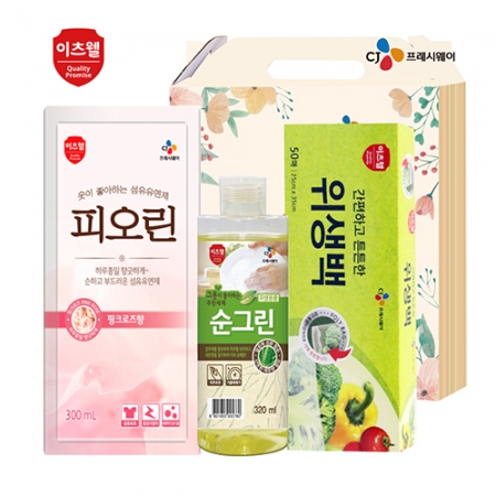 CJ 순그린 주방세제 (320ml 용기) , 피오린 섬유유연제, 위생백 3종 세트 #2