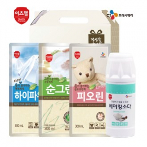 CJ 이츠웰 베이킹 (용기) , 피오린 섬유유연제, 하이파워 액체세제, 순그린 주방세제 (리필) 4종 세트