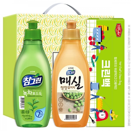 참그린 녹차 주방세제 300g 용기 + 매실 주방세제 300g 용기 + 크린백 (3종) #2