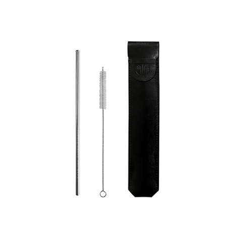 스테인레스 빨대 레더 3종세트/직선 스텐빨대 #2