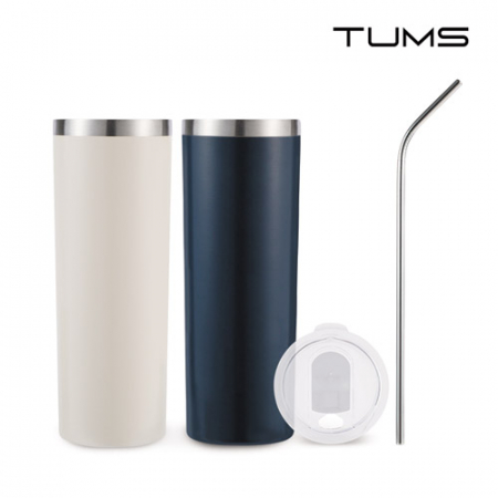 텀스 미롬 무지 심플 진공 스텐텀블러 600ml+슬라이드 뚜껑+커브형 스텐 스트로우 #2