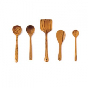 티크우드 조리도구 5종 세트 뒤집개, 국자, 주걱, 요리스푼, 망국자