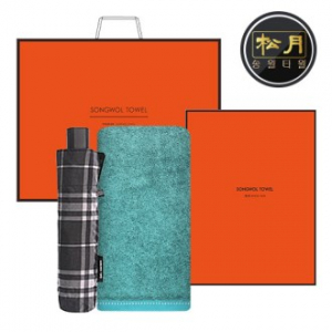 송월 우산 2매 콤보세트, 솔리드 뱀부타올 + 3단 모던체크 우산