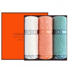 [송월타올] 베이직 에스닉 타올 3P 수건 선물세트, 답례수건