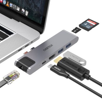 초텍 7in2 C타입 멀티포트 어댑터-랜포트,usb3.0,카드리더기,hdmi포트