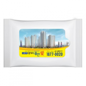 HO 15매 물티슈- 화이트 무광 (스티커 인쇄)