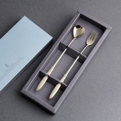 엔젤하트 골드 롱스푼롱포크 2P 레이저인쇄