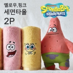 [국내생산] 스폰지밥&뚱이 캐릭터 컬러 수건 세트 2매 (150g)