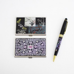 당초무늬 고급 자개 볼펜 2종 세트