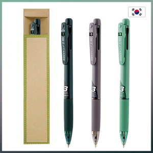 유니크색상 빈티지 3색 세이프티 클립펜 볼펜 (0.38)
