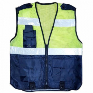 경찰형 (형광 / 곤색) 배색 망사 조끼