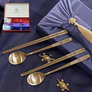 청색거북 티타늄 부부수저 보자기 선물세트