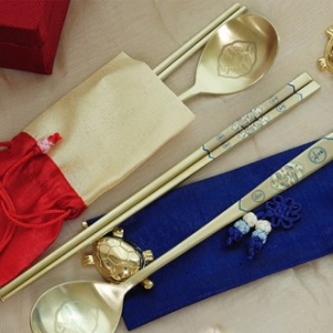 불로장생 티타늄 부부수저 보자기 선물세트