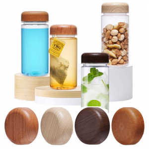 (H-018) 나무 무늬뚜껑 보틀 350ml 풀칼라