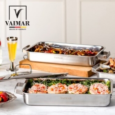 바이마르 히든쉐프 스테인레스 와이드 통3중 인덕션겸용 직사각팬 (2종) (유리뚜껑 포함)