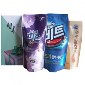 세제 3종 세트-3호 (피죤 미스틱레인 섬유유연제 300ml + 비트 세탁세제 290ml + 참그린 곡물 주방세제 300ml)