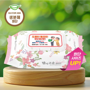맘이고운 와이드 대형 물티슈 30매 (생분해 원단)