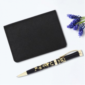 입사선물 고급금장 볼펜 소가죽 명함지갑