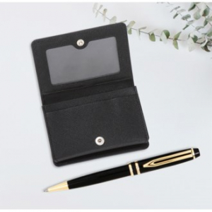 지갑 선물 워터펜 블랙 소가죽 카드 명함지갑