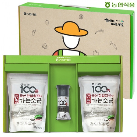 농협식품) 농협100 명품천일염 가는소금 500gx2개 + 농협아름찬 그라인더 60g 세트 #2