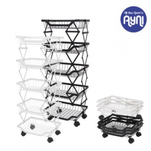 아이니 접이식 트롤리 철재바구니 5단 003