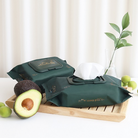 프리미엄 그린 순한 아기 캡형물티슈 72매입 #2