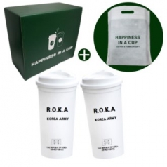 로카 ROKA 군인 군대 리유저블 컵 텀블러 500ml 화이트2개 해피니스 기프트박스 선물세트
