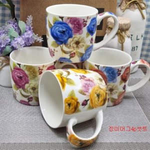 뉴본 장미 머그 4p 셋트