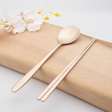 수타미 방짜유기 넓은 어린이 수저세트 3P #2