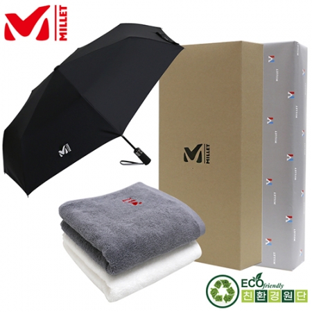 밀레 3단 7K 완전자동 우산 + 180g 면사 타올세트 #2