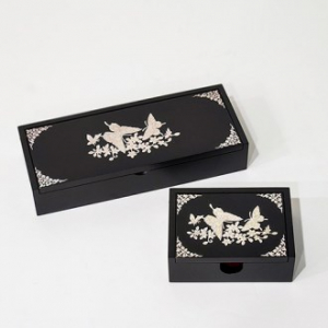 아름누리 필함 명함함 금띠볼펜세트 꽃나비