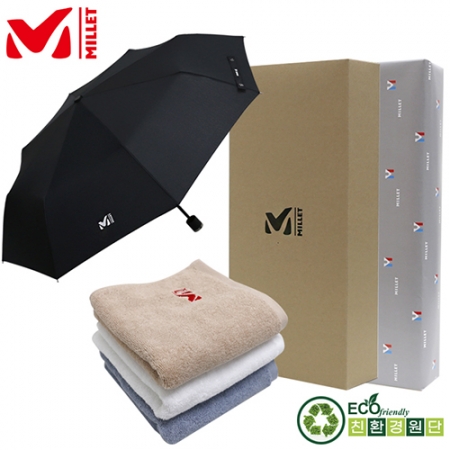 밀레 3단 수동우산 + 160g 면사 타올세트 #2