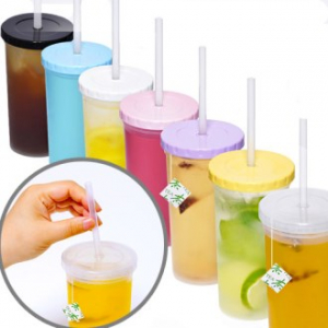 (H-006) 리유저블 반투명 빨대 텀블러 / 국산 / 풀칼라 인쇄500ml