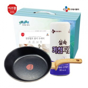 CJ 타원형 IH 프라이팬 28cm, 종이수세미 5매, 키친타올 80매 3종 세트