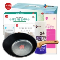 CJ 타원형 IH 궁중팬 28cm, 위생 3종, 종이수세미 5매, 키친타올 80매, 은사수세미, 고무장갑 6종 세트