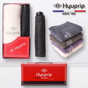 협립 4단52 mini 암막블랙 수동식 우산 / 양산+호텔 코마 170타올 1p 세트