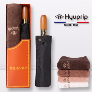 협립 3단60 엔티크블랙 초고밀도 완전자동 우산+40수 호텔 코마 180타올 1p- 세트