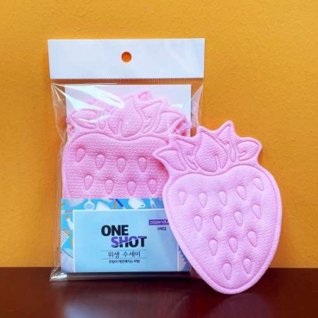 코젠더스 하루 사용 쓱싹 수세미 5매 - 딸기 핑크 #2