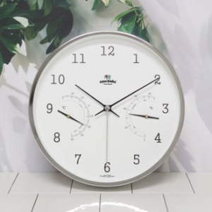 람프로스 크라프트 에디션 화이트 메탈 프레임 무소음 온습도 벽시계