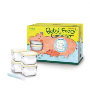 글라스락 밀폐용기 얌얌 정사각형 이유식기 5조