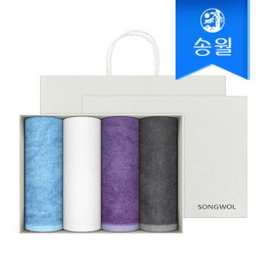 [송월타올]호텔수건 뱀부 프리미엄 무지타올 180g 4매 선물세트 + 쇼핑백 포함, 기념수건