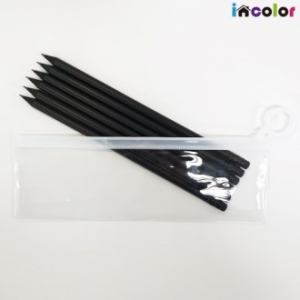 인컬러 고주파 6본입 흑목 원형 연필 세트