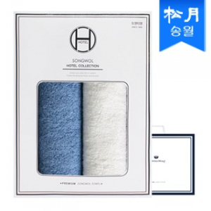 [송월타올] 호텔수건 뱀부 프리미엄 무지타올 180G 2매 선물세트 + 쇼핑백 포함, 기념수건