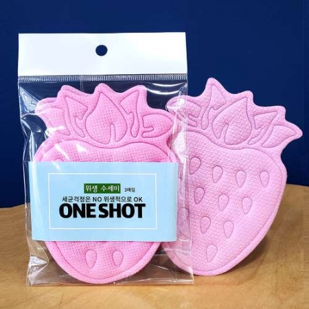 거품잘나는 일회용 수세미 3매입 - 딸기 #2