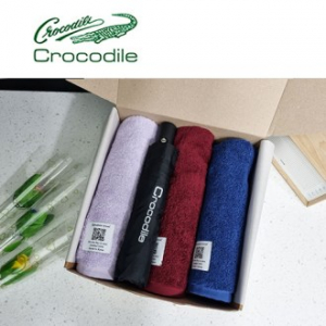 크로커다일 40수 코마사 타올 + 솔리드 3단 우산세트 - 55번