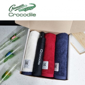 크로커다일 수피아 타올 + 솔리드 3단 전자동우산세트 - 57번